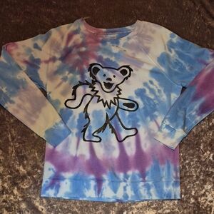 LIKE NEW Handmade Grateful Dead Bear Blue/Purple Tie-Dye Pullover Sweatshirt